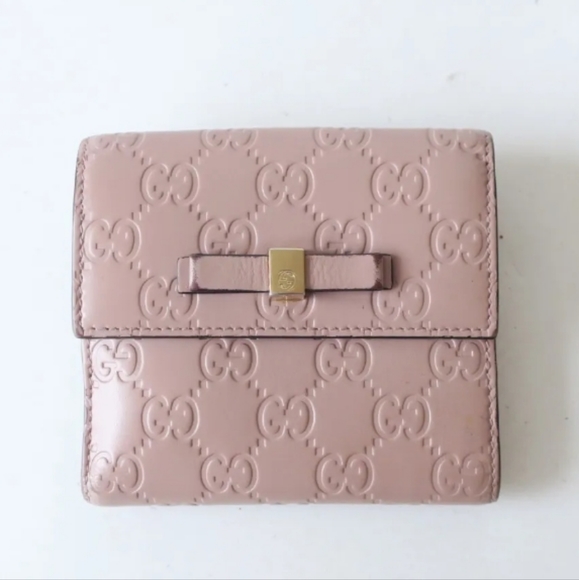 Gucci Handbags - 100% Authentic GUCCI GG Pattern Guccissima Bifold Wallet Leather Pink Preloved